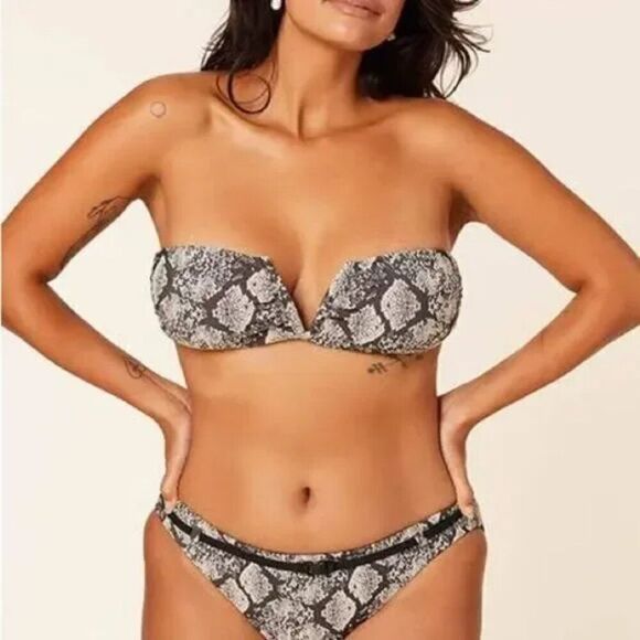Andie Swim Scala Bikini Top in Snake Python Animal Print Size Small NWT NEW - Picture 2 of 5